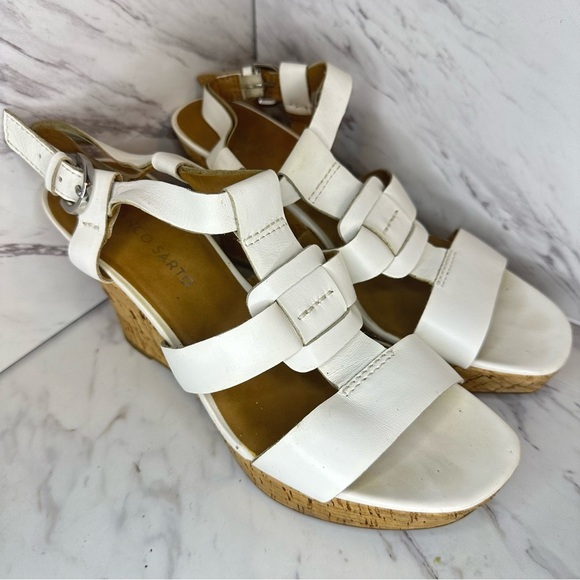 Franco Sarto “Cera” Leather Cork Wedge Sandals - White - Size 8M - Picture 3 of 13